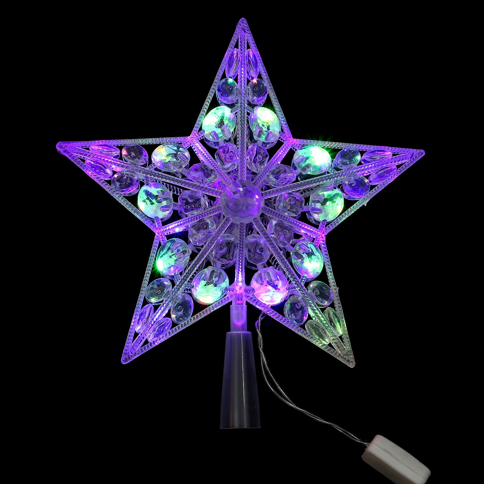 Christmas Tree Lights Topper Star up Outdoor Decorations Gold Trim ...