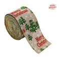 thumbnail image 1 of Christmas Tree Linen Ribbon, 2.18 Yards x 2.48 Inches Wired Edge Decorative Ribbon for Bow Making, Gift Wrapping, Present Packaging, Xmas Tree, Wreath, Holiday Party, Crafts & Home Decor, 1 of 8