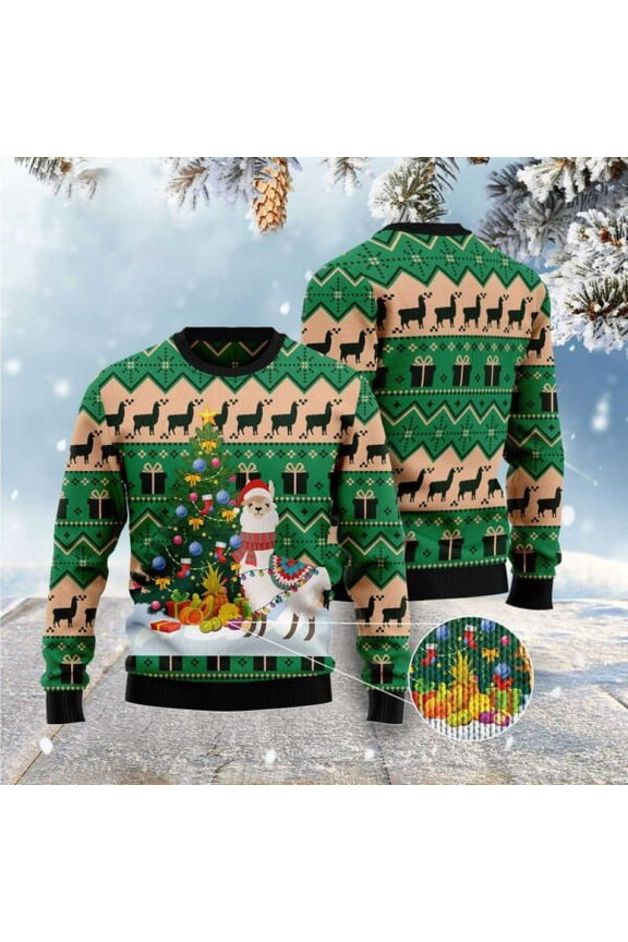 Christmas Tree Llama Christmas Sweater, Xmas Tree Sweater, Christmas Sweater
