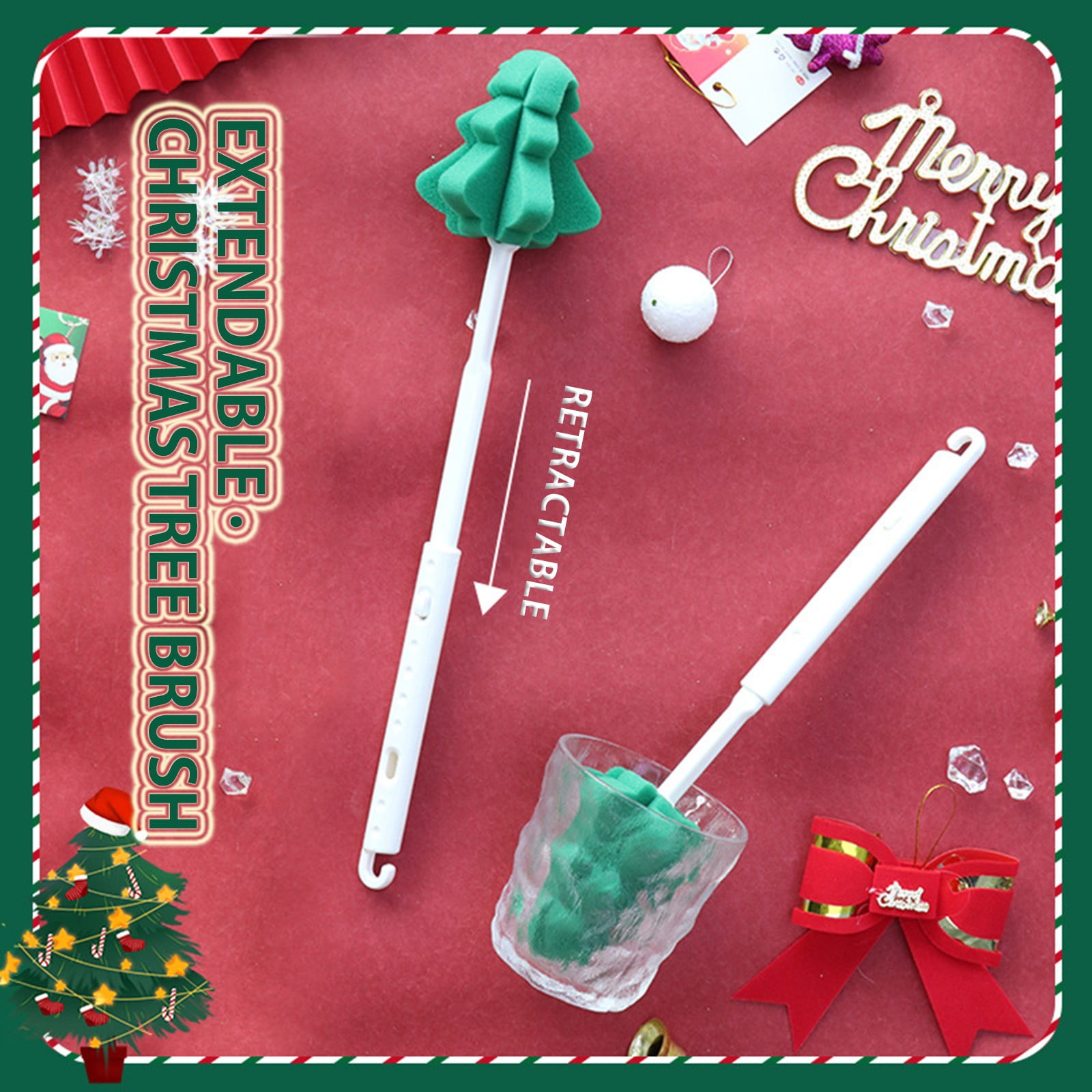 Christmas Tree Long Handle Retractable Brush Glass And Bottle Cleaning christmas-tree-long-handle-retractable-brush-glass-and-bottle-cleaning
