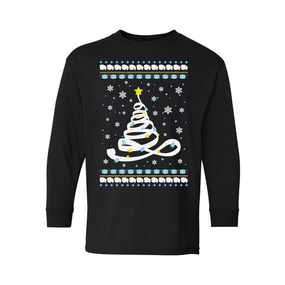 Christmas Tree Long Sleeve Shirt for Girls Boys Funny Toilet Paper Tree Merry Xmas Christmas Youth T-Shirt Happy Holidays Tee for Kids Xmas Tree