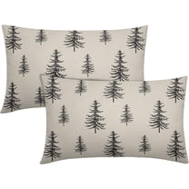 Christmas Tree Lumbar Pillow Covers 12x20 Set of 2 Black Xmas Vintage Winter Print Decorative Outdoor Linen Throw Pillows Cases Cushion Cover Rustic Holiday Decoration Farmhouse Sofa Couch Bed Decor