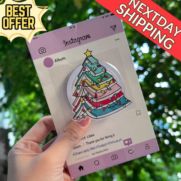 Christmas Tree Magnetic : Colorful Holiday Tree Phone Grip, Cute Christmas Lights Magsafe Phone Holder, Perfect Gift for Christmas H8