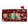 thumbnail image 1 of Christmas Tree Mailbox Cover - Magnetic Red Black Buffalo Plaid - Large Winter Snowflakes - Oversized 25.5 x 21 - Happy New Year Post Letter Box Wrap, 1 of 6