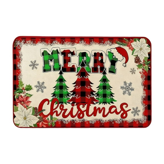 Christmas Tree Mat, Home Entrance Door Mat, Christmas Festival Decoration, Non-Slip Polyester Doormat for Indoor Outdoor Use