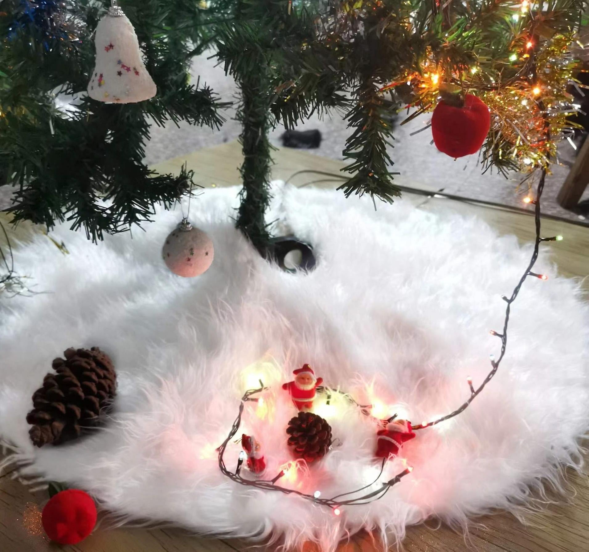 Christmas Tree Mat, Snow Plush White Christmas Tree Skirt Christmas