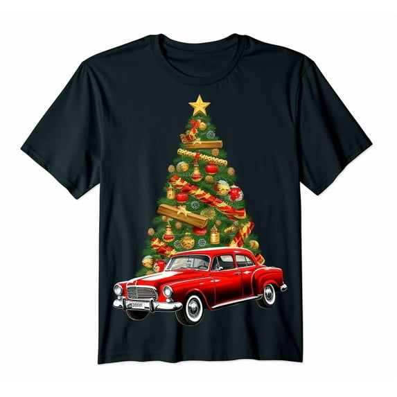 Christmas Tree Men's T-shirt New Cotton Black Tee XS-5XL