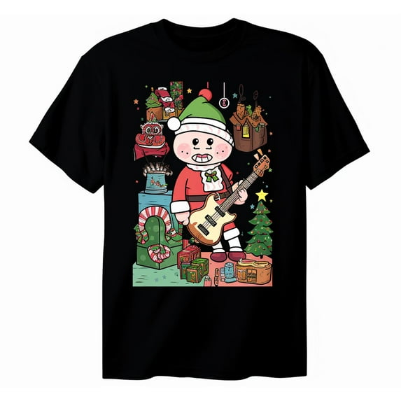 Christmas Tree Men's T-shirt New Cotton Black Tee XS-5XL