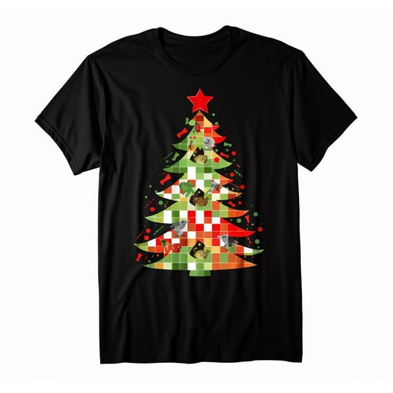 Christmas Tree Men's T-shirt New Cotton Black Tee XS-5XL