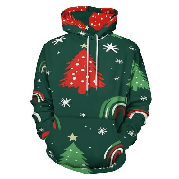 Christmas Tree Men's Women Vintage 3D Hooded Sweatshirt - All-Season Loose Fit Streetwear