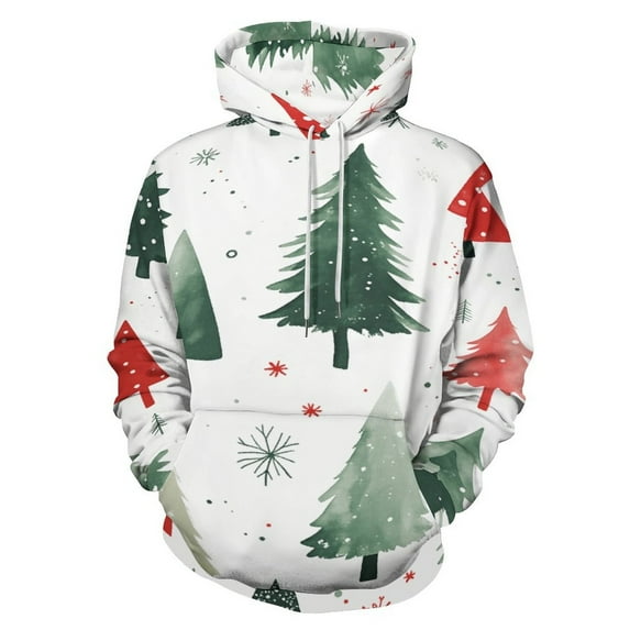 Christmas Tree Men's Women Vintage 3D Hooded Sweatshirt - All-Season Loose Fit Streetwear