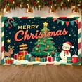 thumbnail image 1 of Christmas Tree Merry Christmas Banner Snowman Holiday Backdrop Reindeer Gift Boxes Xmas Display for Christmas Party Home Decoration Family Celebration, 1 of 9