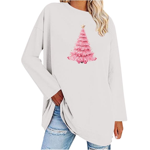 Christmas Tree Merry Christmas Womens Shirts Oversized Holiday Tops Xmas Costumes Cute Ugly Graphic Pullover Tops