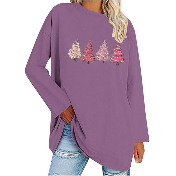 Christmas Tree Merry Christmas Womens Shirts Oversized Holiday Tops Xmas Costumes Cute Ugly Graphic Pullover Tops