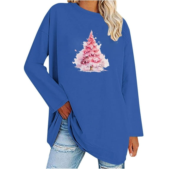 Christmas Tree Merry Christmas Womens Shirts Oversized Holiday Tops Xmas Costumes Cute Ugly Graphic Pullover Tops