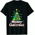 thumbnail image 1 of Christmas Tree Merry Print Holiday Party Wear Black Graphic T-Shirt for Men and Women, 1 of 4