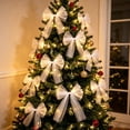 thumbnail image 1 of Christmas Tree Mesh Bows, 16x9 Inch Sheer Ribbon Bowknots, Xmas Hanging Ornaments for Tree Wreath Garland Holiday Wedding Party Decor, 1 Pack(White), 1 of 7