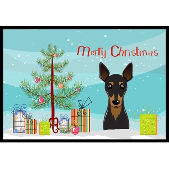 Christmas Tree & Min Pin Indoor or Outdoor Mat 18 x 27