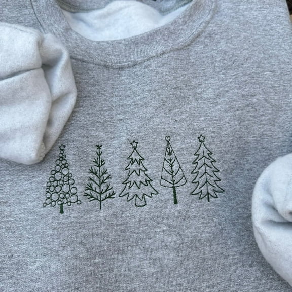 Christmas Tree Minimalist Embroidered Sweatshirt