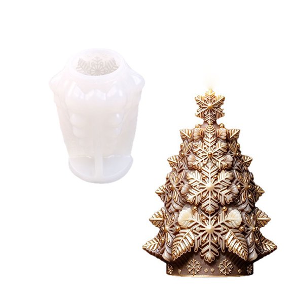 Christmas Tree Mold Silicone Snowflake Relief Translucent Form for Wax Soap Resin Plaster Seasonal Decor Tabletop Handmade Centerpiece