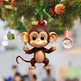 thumbnail image 1 of Christmas Tree Pendant - Monkey Holding Ornament - Unique Acrylic Decoration for Book Stacking and Yearly Celebrations, 1 of 4