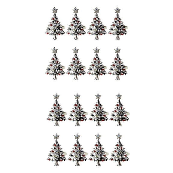 Christmas Tree Napkin Rings Set of 16,for Wedding, Thanksgiving Day, Family Gatherings, Birthday Party (Silver),16 x napkin ring,Silver