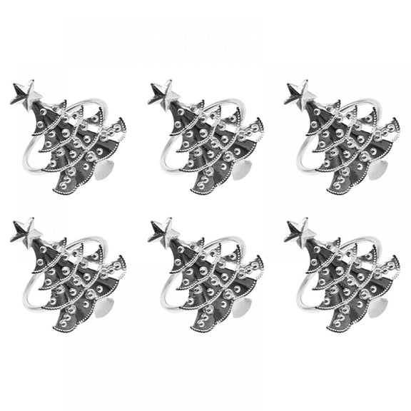 Christmas Tree Napkin Rings, Silver Napkin Rings Set of 6, Table Napkin Circle Banquet Tableware Metal Napkin Buckle Hotel Napkin Rings Will Not Be Blown Away Alloy And Rhinestone Napkin Ring