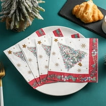 Christmas Tree Napkins, 13×13 Inch Floral Dinner Cloth Napkins Set of 20, Washable Cotton Soft Absorbent Square Napkins for Dining Kitchen Party Wedding Decoration