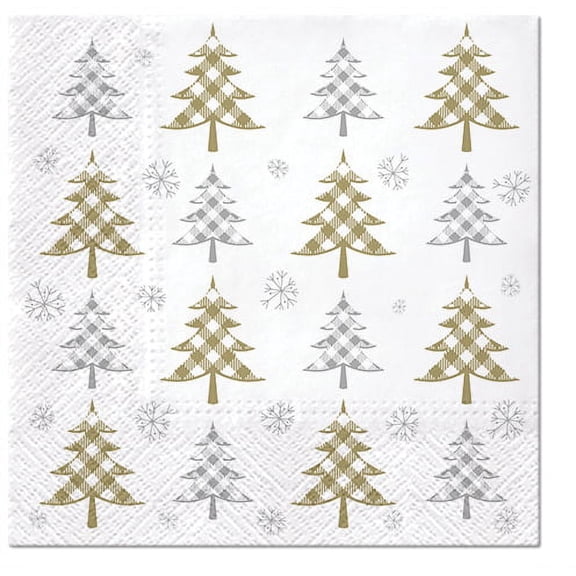 Christmas Tree Napkins CHRISTMAS TREE CHECK 40pcs Lunch Napkins, Christmas Paper Napkins, Christmas Paper Napkins for Decoupage