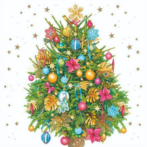 Christmas Tree Napkins FESTIVE CHRISTMAS TREE 40pcs Lunch Napkins, Christmas Paper Napkins, Christmas Paper Napkins for Decoupage