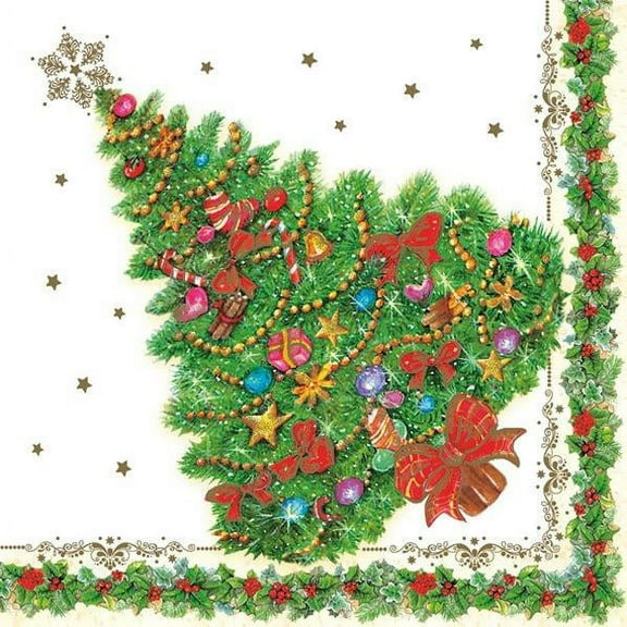 Christmas Tree Napkins TRADITIONAL TREE 40pcs Lunch Napkins, Christmas Paper Napkins, Christmas Paper Napkins for Decoupage