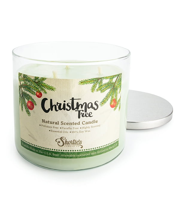 Christmas Tree All Natural 3 Wick Candle - Made with Responsibly Sourced Soy and Essential Fragrance Oils - Phthalate & Paraffin Free, Vegan, Non-Toxic