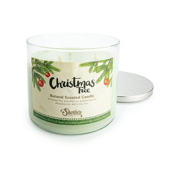 Christmas Tree All Natural 3 Wick Candle - Made with Responsibly Sourced Soy and Essential Fragrance Oils - Phthalate & Paraffin Free, Vegan, Non-Toxic