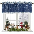 thumbnail image 1 of Christmas Tree Navy Ball Valance Curtain for Windows White Pine Branch Winter Snowflakes Dark Blue Curtain Valances Short Window Treatments Panels for Kitchen Bathroom Laundry Room 42 x 18 Inch, 1 of 7