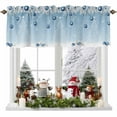 thumbnail image 1 of Christmas Tree Navy Ball Valances for Windows, 54 x 18in, White Pine Branch Winter Snowflakes Blue Rod Pocket Kitchen Valance Curtain Light Filtering Window Treatments for Living Room Bedroom, 1 of 7