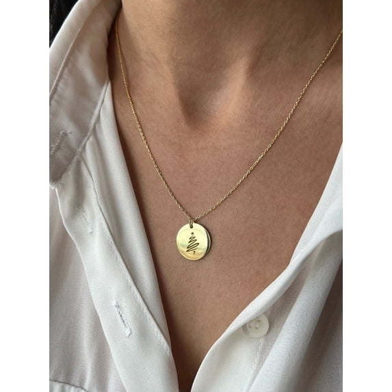 Christmas Tree Necklace • 925 Silver Jewelry • Minimalist Necklace • 14K Gold Plated • Xmas Jewelry • Pendant for Men • Christmas Gift