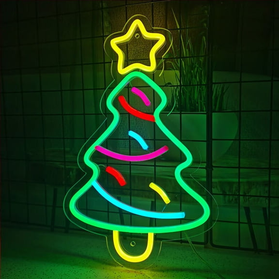 Christmas Tree Neon Sign, Xmas Trees LED Neon Signs for Wall Decor Art, Acrylic Neon Lights for Bedroom Kids' Room Home Decoration Man Cave Birthday Bar Wedding Party Decorations