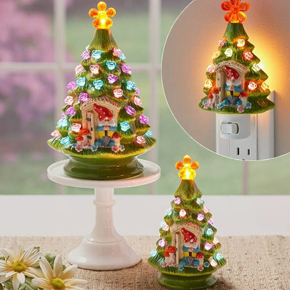 Christmas Tree Night Light Decorative Xmas Tree Nightlight With Lamp Plug In Vintage Night Light Christmas Tree With Multicolor Bulbs For Home Bedroom Decor