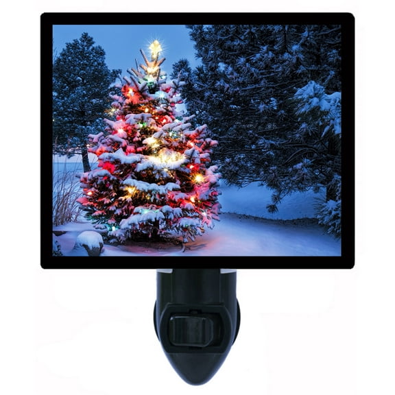 Night Light - Snow Glow. | Christmas Tree Theme, Includes Free Switchable Insert, 4W Bulb, E12 Base
