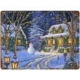 thumbnail image 1 of Christmas Tree, Night, Snowman, Winter Metal Signs Vintage Tin Sign Christmas Home Decor Cabin Wall Sign Decor Rustic Wall Art Sign Rustic Farmhouse Wall Decor 12x16 inches, 1 of 8
