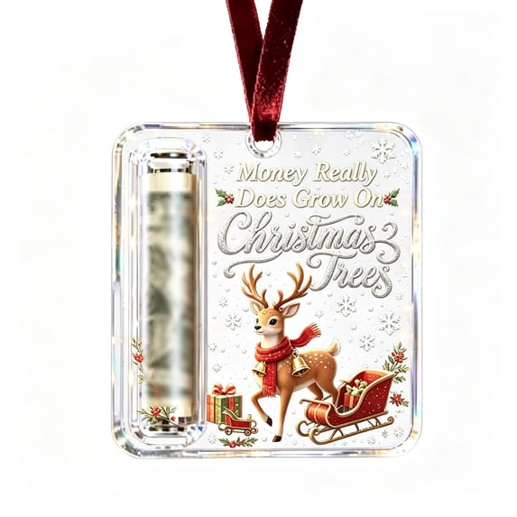 Christmas Tree Novel Style Money Holder Ornament Fun Cash Gift Pendant Random Cord