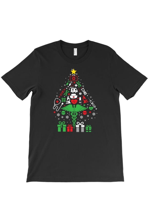 Christmas Tree Nurse Funny Holiday Medical Staff Graphic - Breathable Material, H34935 T-Shirt, for Men and Women, Up to Size 5XL