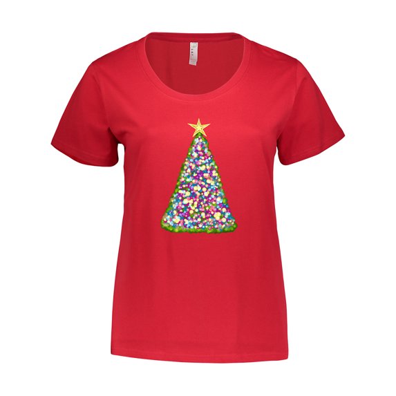Christmas Tree Of Lights Women's Plus Size T-Shirt Holiday Decorations