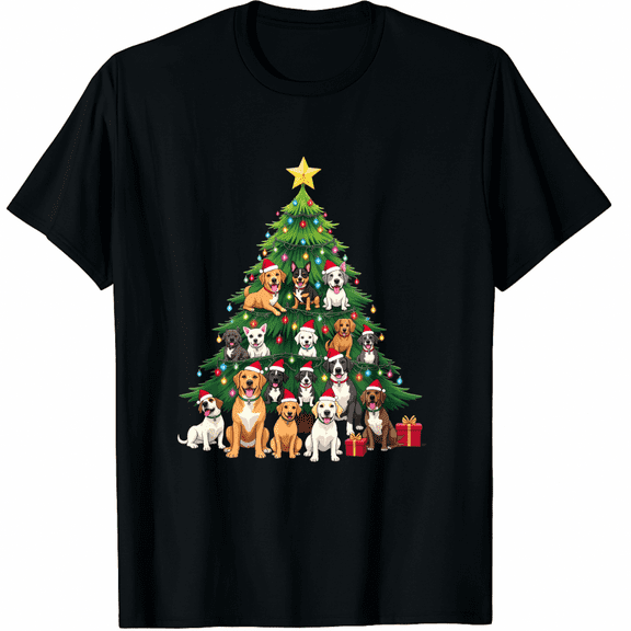 Christmas Tree Of Puppies - Funny Xmas Tree Dog Puppy Lover Men Women T-Shirt