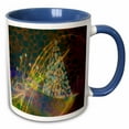 thumbnail image 1 of 3drose, Christmas Tree of Snowflakes, Green, Gold, Blue, Pink, Abstract Lights, 11oz Two-tone Blue Mug, 1 of 6