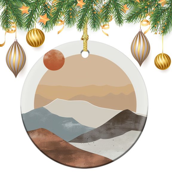 Christmas Tree Ornament Abstract Foggy Scenery 2024 Christmas Ornaments Holiday Decor for Xmas Tree Mountain Landscape Boho Colorful Abstract Christmas Ornaments