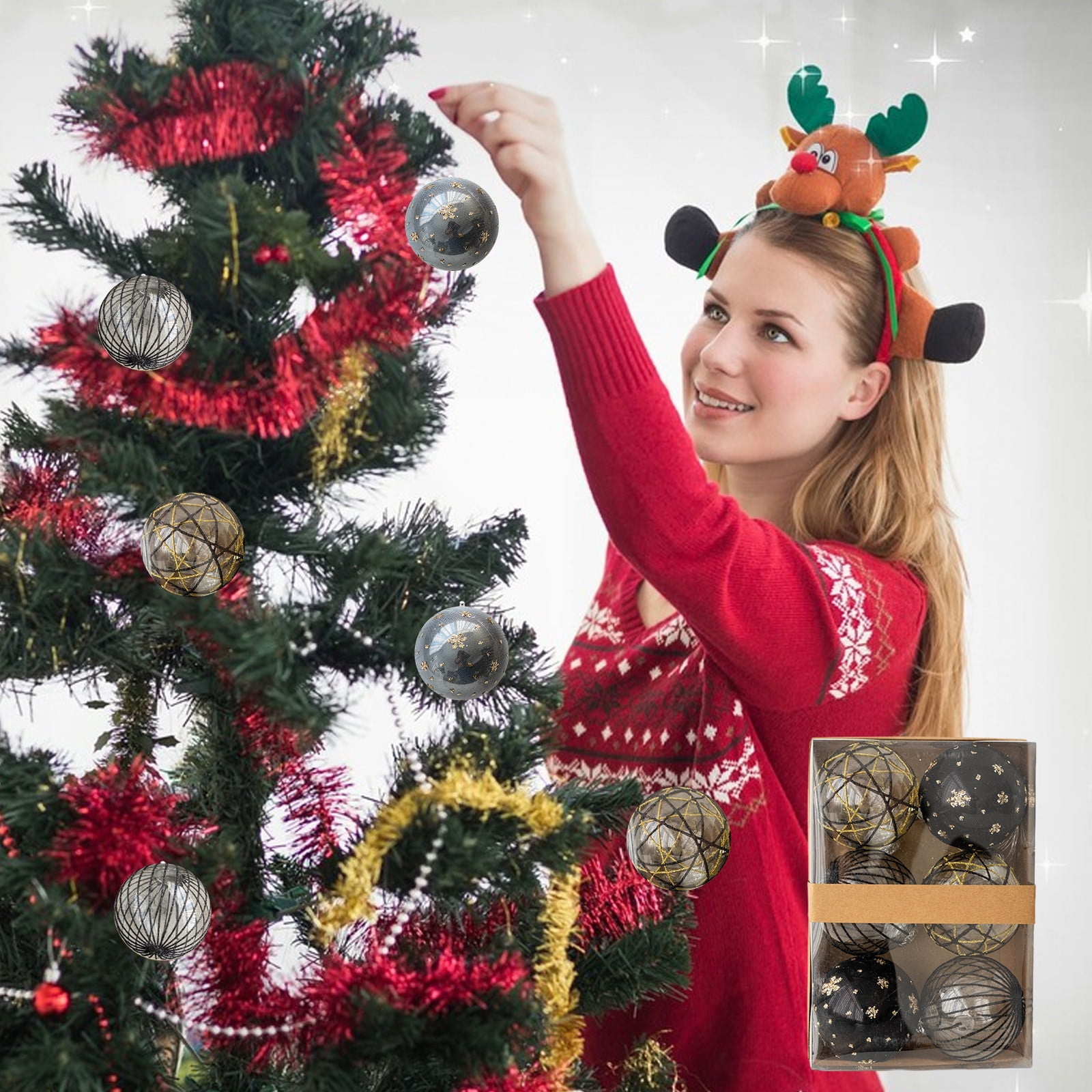 Spode Christmas Tree Santa Candy Jar – 8 Inch Ceramic Cookie Jar With Lid, Black & White Holiday Decor