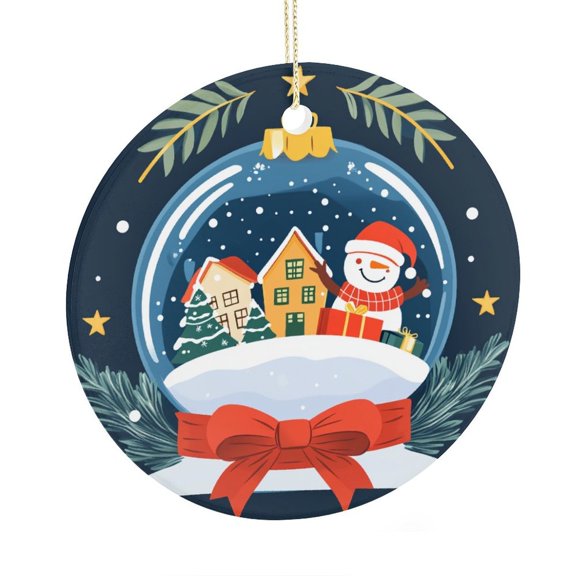Christmas Tree Ornament Christmas Decorations Christmas Tree Hangings Christmas Decorations Ceramic Ornaments Snowman in A Snow Globe Ceramic Christmas Ornament