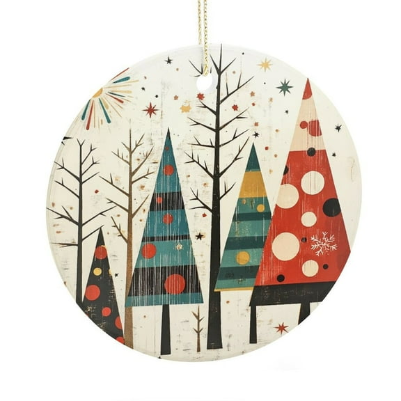 Christmas Tree Ornament Christmas Forest Trees Christmas Decorations Ornament Customized Ceramic Xmas Tree Decor Mid-century Modern Trees Snowflakes Ceramic Ornament