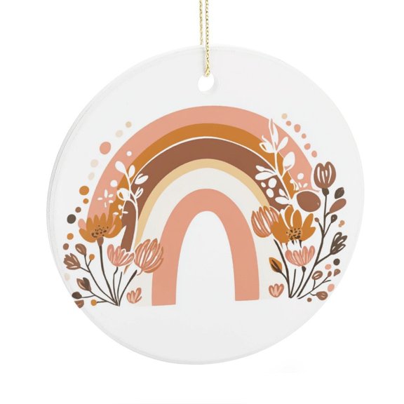 Christmas Tree Ornament Colorful Geometric Personalized Christmas Ornament Christmas Decorations Ceramic Ornaments Boho Watercolor Rainbow Ceramic Christmas Ornament